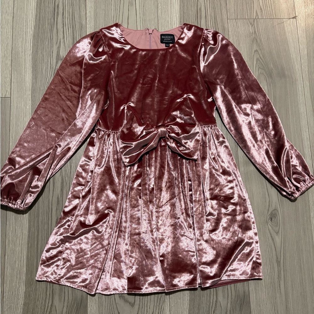 Bardot Junior Lindsey Velour Mini Dress In Dusty Rose Size 10